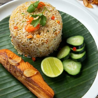 Salmon Garlic Fried Rice