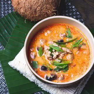 Creamy Tom Yum Soup  (Tom Yum Moo Sub Num Khon)