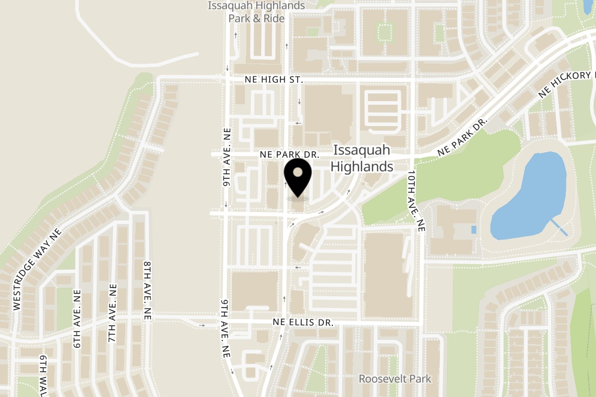 Map showing the location of Bai Tong Thai Restaurant Issaquah on 1520 Highlands Dr. NE Suite #120 in Issaquah