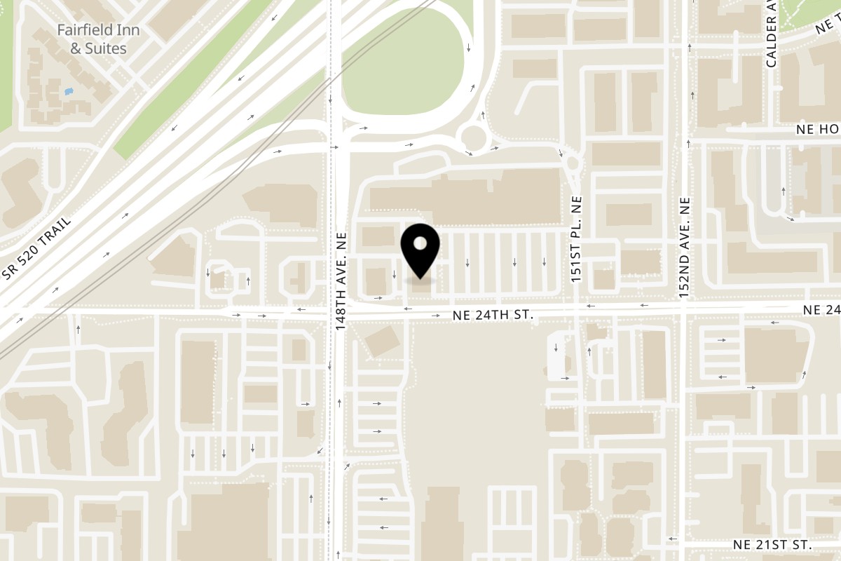 Map showing the location of Bai Tong Thai Restaurant Redmond on 14804 NE 24th St in Redmond